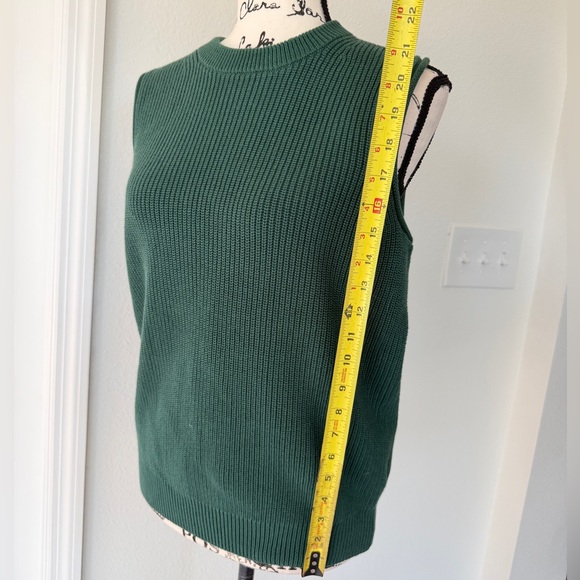 COS Knit Vest Ribbed Crew Neck Dark Green Size S Cotton Cabin Luxury NORMCORE - Picture 3 of 14